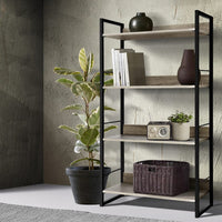 Artiss Bookshelf 4 Tiers - NOE Black and Oak Furniture Kings Warehouse 