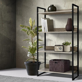 Artiss Bookshelf 4 Tiers - NOE Black and Oak Furniture Kings Warehouse 