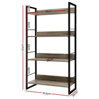 Artiss Bookshelf 4 Tiers - NOE Black and Oak Furniture Kings Warehouse 