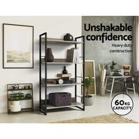 Artiss Bookshelf 4 Tiers - NOE Black and Oak Furniture Kings Warehouse 