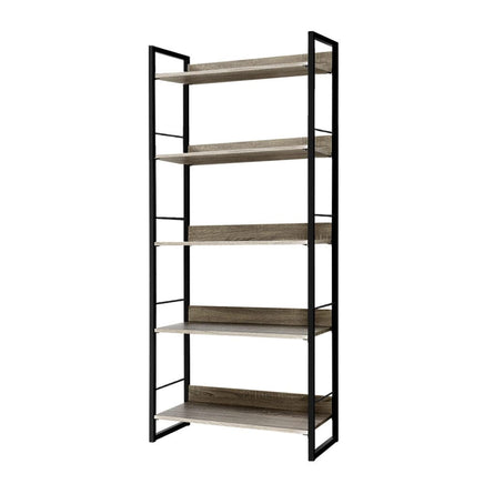 Artiss Bookshelf 5 Tiers - NOE Black and Oak Furniture Kings Warehouse 