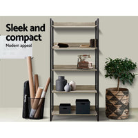 Artiss Bookshelf 5 Tiers - NOE Black and Oak Furniture Kings Warehouse 