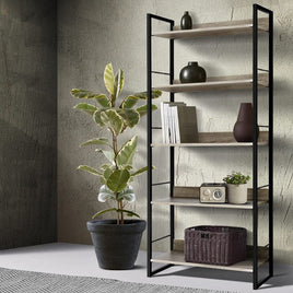 Artiss Bookshelf 5 Tiers - NOE Black and Oak Furniture Kings Warehouse 