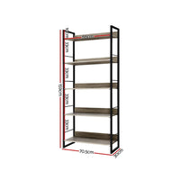 Artiss Bookshelf 5 Tiers - NOE Black and Oak Furniture Kings Warehouse 