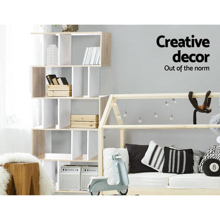 Artiss Bookshelf 5 Tiers - RITA White and Oak Furniture Kings Warehouse 