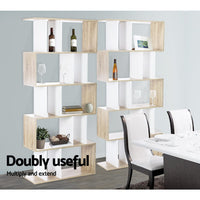 Artiss Bookshelf 5 Tiers - RITA White and Oak Furniture Kings Warehouse 