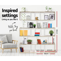 Artiss Bookshelf 5 Tiers - RITA White and Oak Furniture Kings Warehouse 