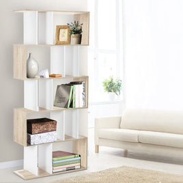 Artiss Bookshelf 5 Tiers - RITA White and Oak Furniture Kings Warehouse 