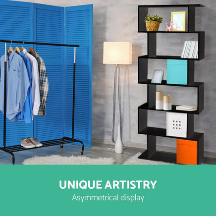 Artiss Bookshelf 6 Tiers - RIVA Black Furniture Kings Warehouse 