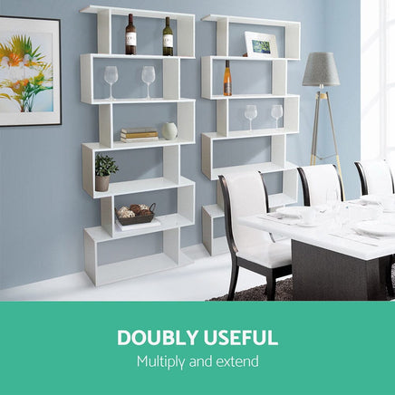 Artiss Bookshelf 6 Tiers - RIVA White Furniture Kings Warehouse 