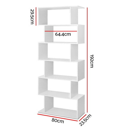 Artiss Bookshelf 6 Tiers - RIVA White Furniture Kings Warehouse 