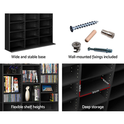 Artiss Bookshelf CD Storage Rack - BERT Black Furniture Kings Warehouse 