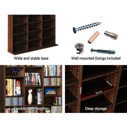 Artiss Bookshelf CD Storage Rack - BERT Walnut Furniture Kings Warehouse 