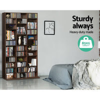 Artiss Bookshelf CD Storage Rack - BERT Walnut Furniture Kings Warehouse 