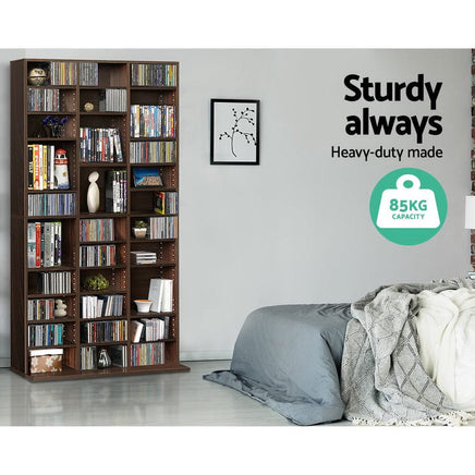 Artiss Bookshelf CD Storage Rack - BERT Walnut Furniture Kings Warehouse 