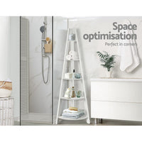 Artiss Bookshelf Corner Shelf 5 Tiers - CANE White Furniture Kings Warehouse 