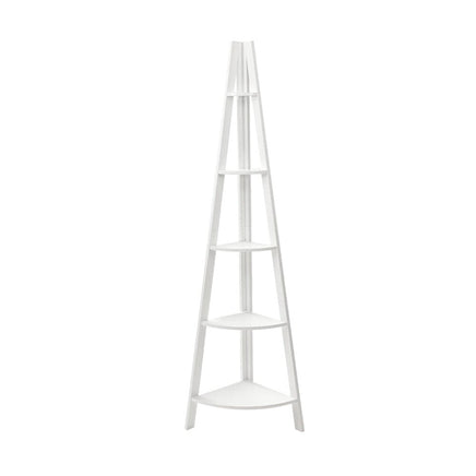 Artiss Bookshelf Corner Shelf 5 Tiers - CANE White Furniture Kings Warehouse 