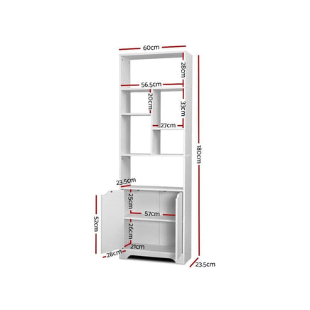 Artiss Bookshelf with Cabinet - GINA White Furniture Kings Warehouse 
