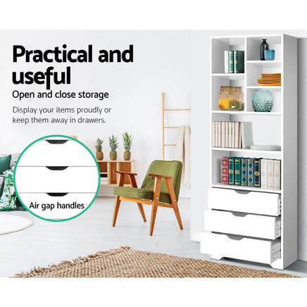 Artiss Bookshelf with Drawers - NANA White Furniture Kings Warehouse 