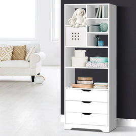 Artiss Bookshelf with Drawers - NANA White Furniture Kings Warehouse 