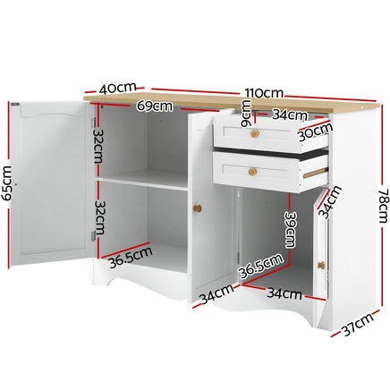 Artiss Buffet Sideboard 3 Doors - BERNE White Furniture Kings Warehouse 