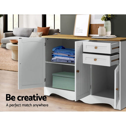 Artiss Buffet Sideboard 3 Doors - BERNE White Furniture Kings Warehouse 