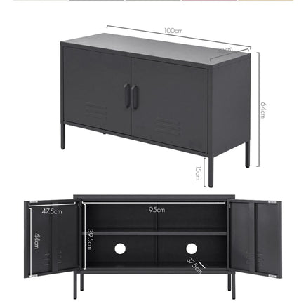 Artiss Buffet Sideboard Metal Cabinet - BASE Charcoal Furniture Kings Warehouse 
