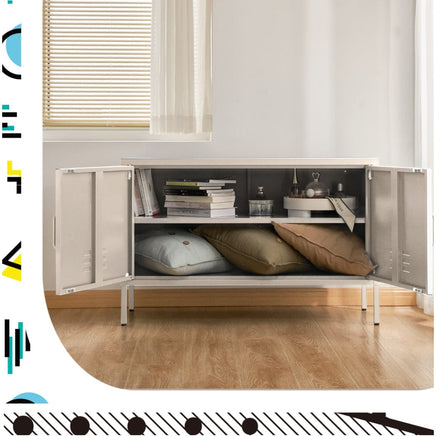 Artiss Buffet Sideboard Metal Cabinet - BASE White Furniture Kings Warehouse 