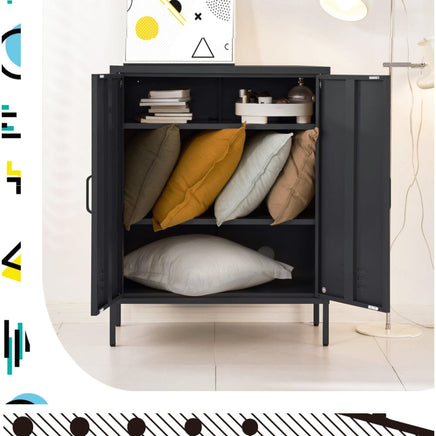 Artiss Buffet Sideboard Metal Cabinet - SWEETHEART Charcoal Furniture Kings Warehouse 