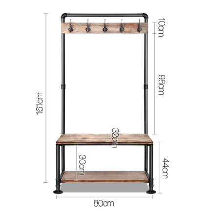Artiss Clothes Rack Shoe Rack Vintage Coat Stand Hallway Shelf Furniture Frenzy KingsWarehouse 
