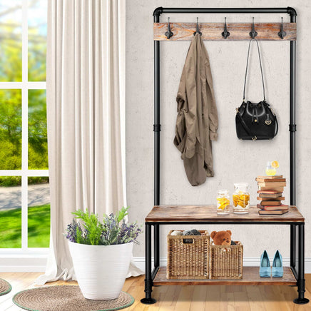 Artiss Clothes Rack Shoe Rack Vintage Coat Stand Hallway Shelf Furniture Frenzy KingsWarehouse 