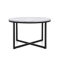 Artiss Coffee Table Round 70CM Marbel Effect Furniture Kings Warehouse 