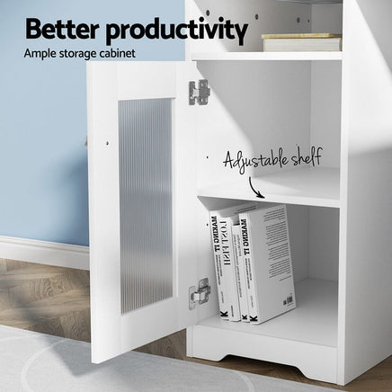 Artiss Computer Desk Shelf Cabinet L-Shape White 150CM Furniture Kings Warehouse 