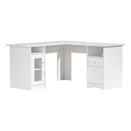 Artiss Computer Desk Shelf Cabinet L-Shape White 150CM Furniture Kings Warehouse 