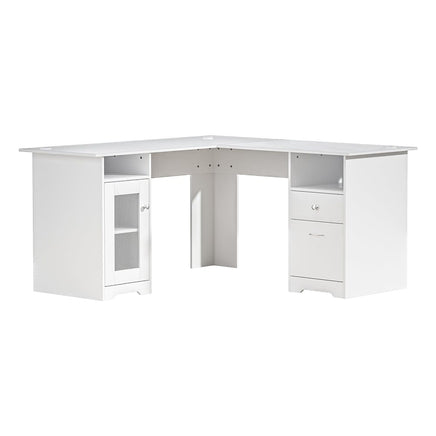 Artiss Computer Desk Shelf Cabinet L-Shape White 150CM Furniture Kings Warehouse 
