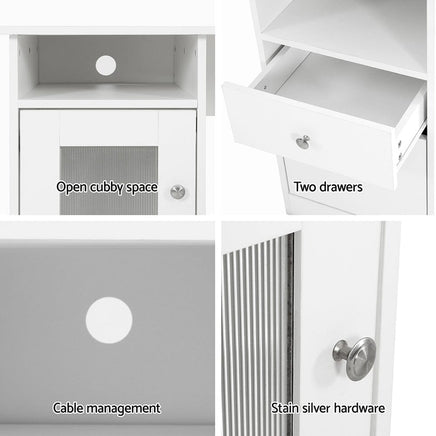 Artiss Computer Desk Shelf Cabinet L-Shape White 150CM Furniture Kings Warehouse 