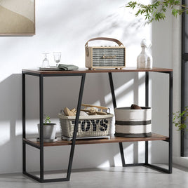 Artiss Console Table 106CM 2-tier Walnut Cora Home & Garden Kings Warehouse 