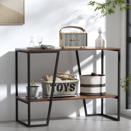 Artiss Console Table 106CM 2-tier Walnut Cora Home & Garden Kings Warehouse 