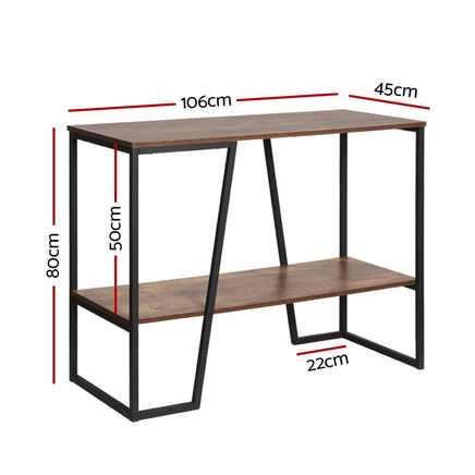 Artiss Console Table 106CM 2-tier Walnut Cora Home & Garden Kings Warehouse 