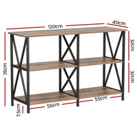 Artiss Console Table 120CM 3-tier Walnut Xiah Home & Garden Kings Warehouse 