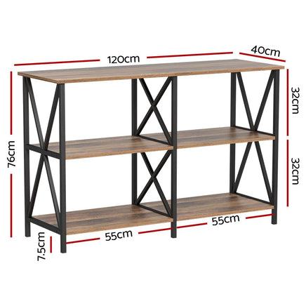 Artiss Console Table 120CM 3-tier Walnut Xiah Home & Garden Kings Warehouse 