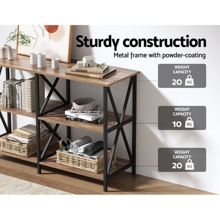 Artiss Console Table 120CM 3-tier Walnut Xiah Home & Garden Kings Warehouse 