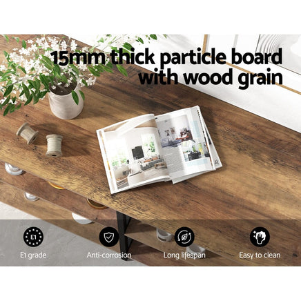 Artiss Console Table 120CM 3-tier Walnut Xiah Home & Garden Kings Warehouse 