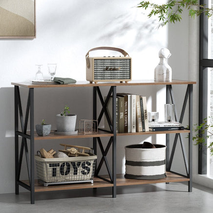 Artiss Console Table 120CM 3-tier Walnut Xiah Home & Garden Kings Warehouse 