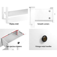 Artiss Console Table 2 Drawers 80CM White Chole Furniture Kings Warehouse 