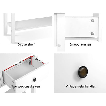 Artiss Console Table 2 Drawers 80CM White Chole Furniture Kings Warehouse 