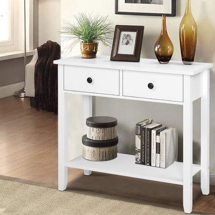 Artiss Console Table 2 Drawers 80CM White Chole Furniture Kings Warehouse 