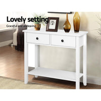 Artiss Console Table 2 Drawers 80CM White Chole Furniture Kings Warehouse 