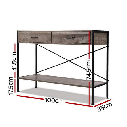 Artiss Console Table 2 Drawers Walnut Marconi Home & Garden Kings Warehouse 