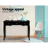 Artiss Console Table 3 Drawers Black Hamptons Furniture Kings Warehouse 
